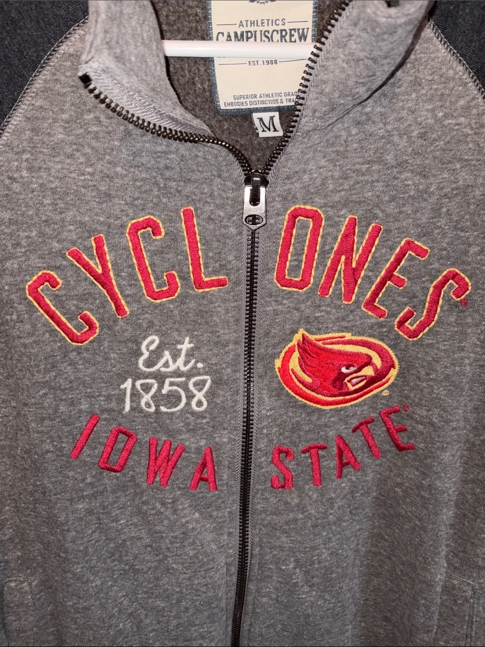 Iowa State Cyclones Gray Zip-Up Hoodie - Campus Crew